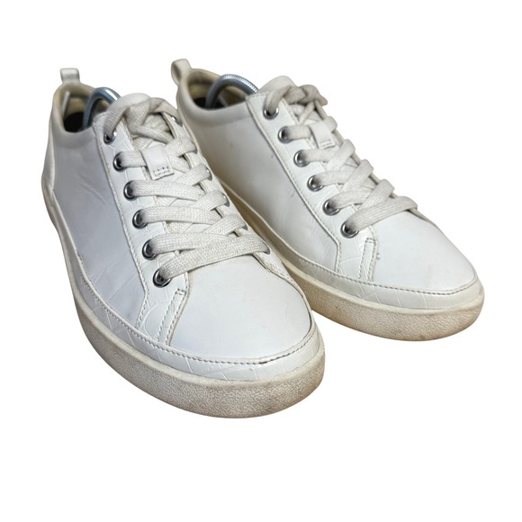 Vionic Winny Womens 9 White Leather Croc Embossed Low Top Fashion Sneakers Shoes - Picture 3 of 15